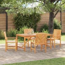 Ensemble de salle &agrave; manger pour jardin 5 pc Marron