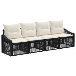 Ensemble de canap&eacute; de jardin 4 pcs Noir polyrotin
