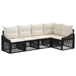 Ensemble de canap&eacute; de jardin 5 pcs Noir polyrotin