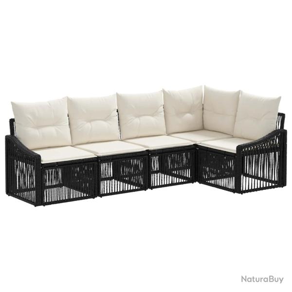 Ensemble de canap� de jardin 5 pcs Noir polyrotin