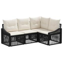 Ensemble de canap&eacute; de jardin 4 pcs Noir polyrotin