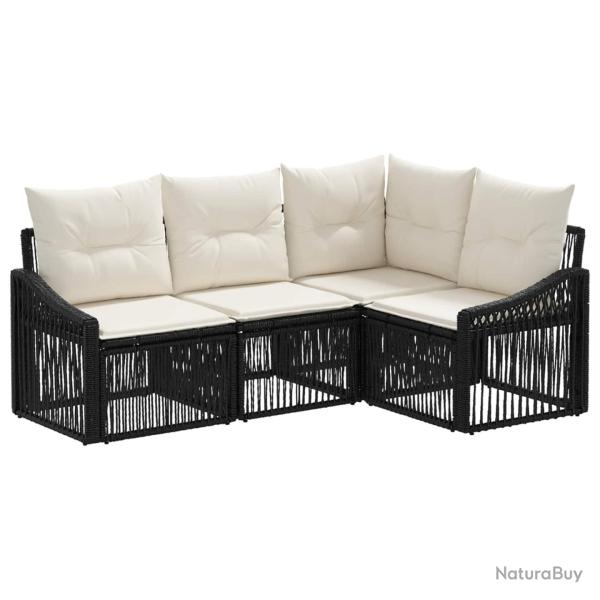 Ensemble de canap� de jardin 4 pcs Noir polyrotin