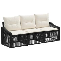 Ensemble de canap&eacute; de jardin 3 pcs Noir polyrotin
