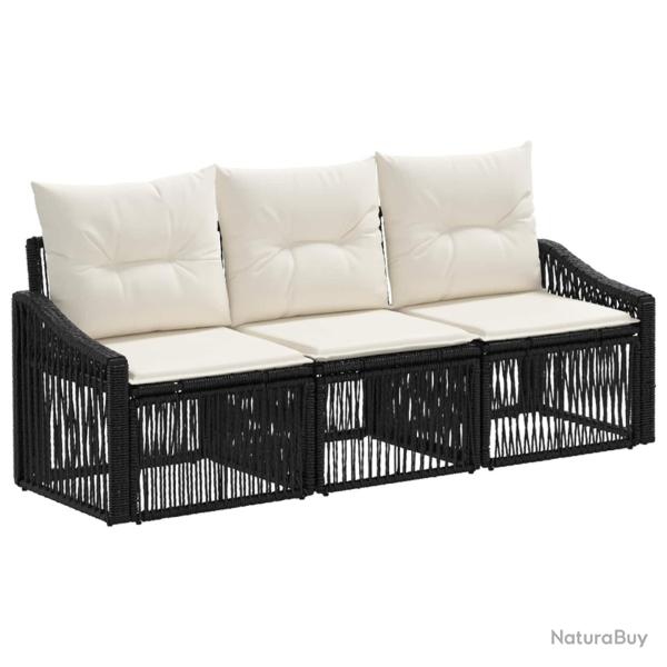 Ensemble de canap� de jardin 3 pcs Noir polyrotin