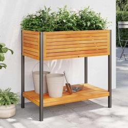 Jardini&egrave;re et &eacute;tag&egrave;re 80x45x80 cm bois massif d'acacia et acier