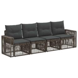 Ensemble de canap&eacute; de jardin 4 pcs Gris et Gris fonc&eacute; polyrotin