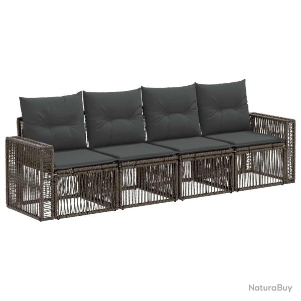 Ensemble de canap� de jardin 4 pcs Gris et Gris fonc� polyrotin