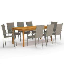 Ensemble &agrave; manger de jardin 9 pcs Gris