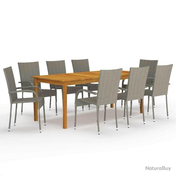 Ensemble � manger de jardin 9 pcs Gris