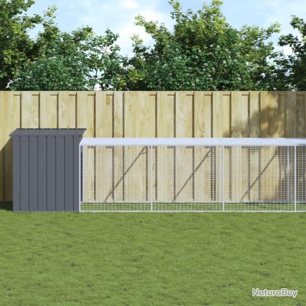 Poulailler avec cour anthracite 110x813x110 cm acier galvanis�