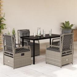Ensemble &agrave; manger de jardin et coussins 5 pcs gris clair rotin