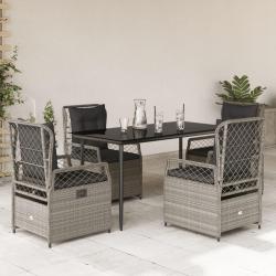 Ensemble &agrave; manger de jardin et coussins 5 pcs gris clair rotin