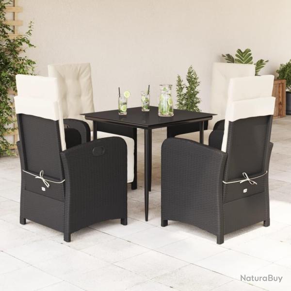 Ensemble � manger de jardin coussins 5pcs Noir R�sine tress�e