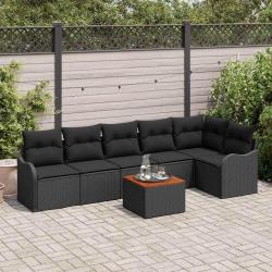 Ensemble de canap&eacute; de jardin avec stockage 7 pcs Noir polyrotin