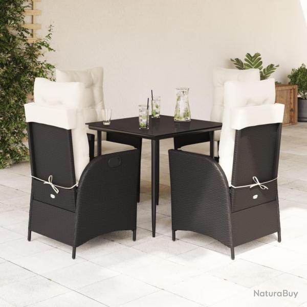 Ensemble � manger de jardin coussins 5pcs Noir R�sine tress�e