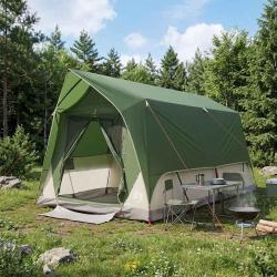 Tente tunnel avec toit Vert 8 personnes Polyester et Acier