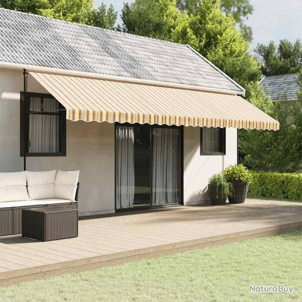 Tissu de remplacement de cantonni�re d'auvent rayure jaune gris