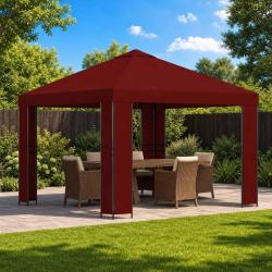 Pavillon 3 x 3 m Bordeaux Polyester et Acier 190 gsm