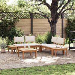 Ensemble de canap&eacute; de jardin 3 pcs Marron et Cr&egrave;me