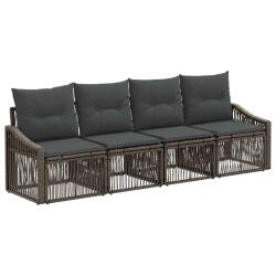Ensemble de canap&eacute; de jardin 4 pcs Gris polyrotin