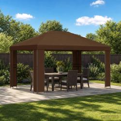 Pavillon 4 &times; 3 m Marron Polyester et Acier 190 gsm