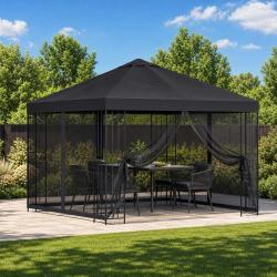 Abri de jardin avec parois 3 x 3 m Noir Polyester et Acier