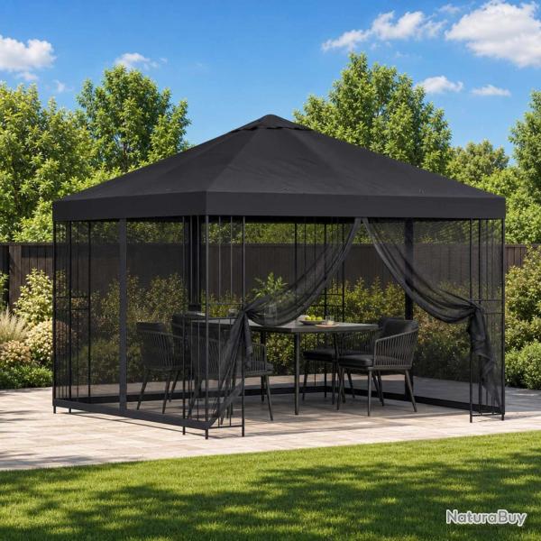 Abri de jardin avec parois 3 x 3 m Noir Polyester et Acier