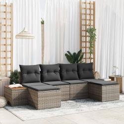 Ensemble de canap&eacute; de jardin avec coussin 6 pcs Gris polyrotin