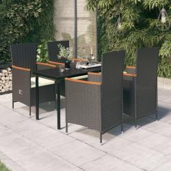 Ensemble &agrave; manger de jardin avec coussins 5 pcs Noir