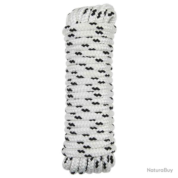 Corde de bateau 9 m 1 Blanc et noir Polyester