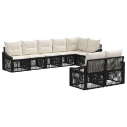 Ensemble de canap&eacute; de jardin 8 pcs Noir polyrotin