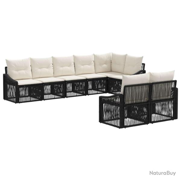 Ensemble de canap� de jardin 8 pcs Noir polyrotin