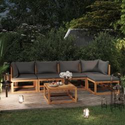 Salon de jardin 6 pcs avec coussin Bois d'acacia solide
