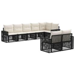 Ensemble de canap&eacute; de jardin 8 pcs Noir et blanc cr&egrave;me
