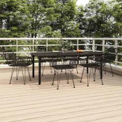 Ensemble &agrave; manger de jardin 7 pcs Noir R&eacute;sine tress&eacute;e