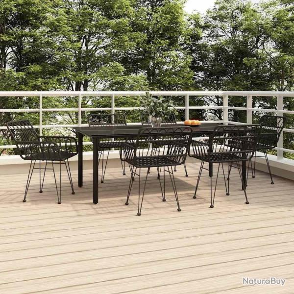 Ensemble � manger de jardin 7 pcs Noir R�sine tress�e