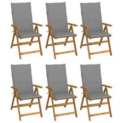 Chaises pliables de jardin lot de 6 avec coussins Bois d'acacia