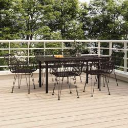 Ensemble &agrave; manger de jardin 7 pcs Noir R&eacute;sine tress&eacute;e