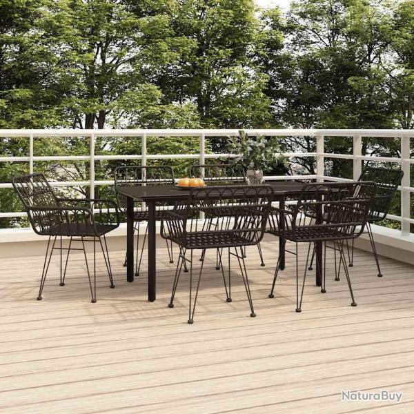 Ensemble � manger de jardin 7 pcs Noir R�sine tress�e