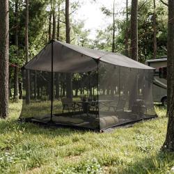 Tarp de camping avec murs en maille Marron Gris