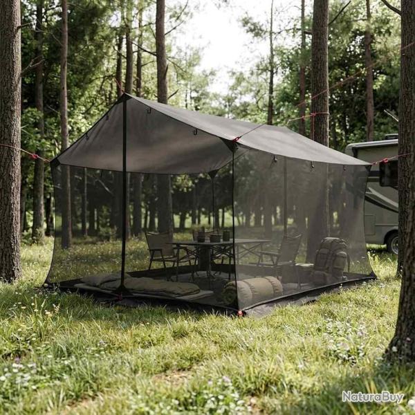 Tarp de camping avec murs en maille Marron Gris