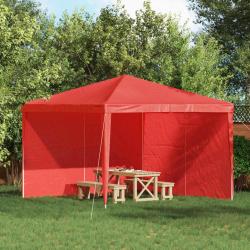 Mur de tente de f&ecirc;te 2 pcs Rouge 300 x 195 cm PE et acier