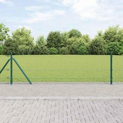 Cl&ocirc;ture en fil soud&eacute; avec base en b&eacute;ton 50 x 0,6 m Vert Maille