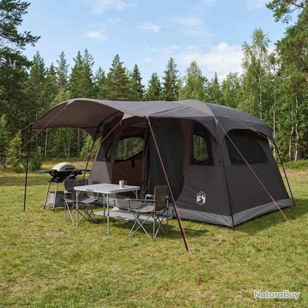 Tente tunnel Marron Gris 366 x 244 x 198 cm Polyester et Acier