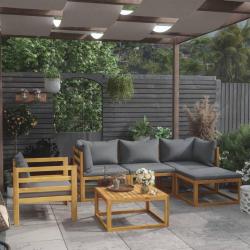 Salon de jardin 6 pcs avec coussin Bois d'acacia solide