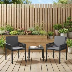 Chaises de jardin 6 pcs Noir et Gris fonc&eacute; polyrotin