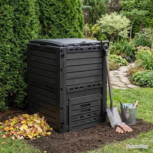 Composteur de jardin Noir 59,5 x 60 x 81,5 cm 280 l 100% PP