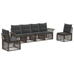 Ensemble de canap&eacute; de jardin 6 pcs Gris polyrotin