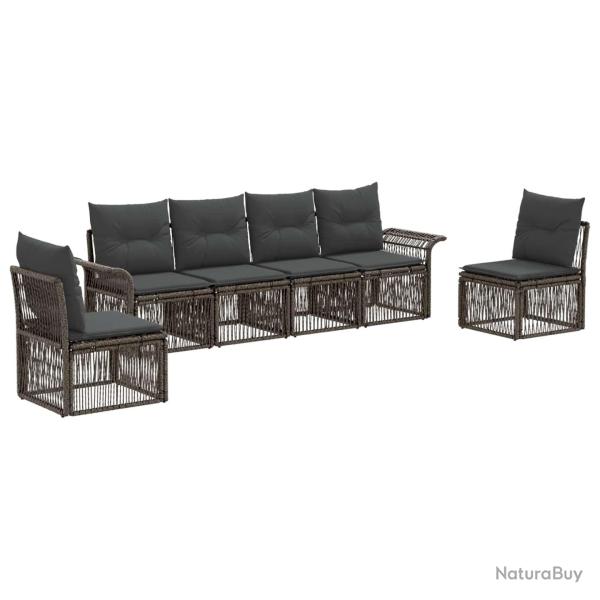 Ensemble de canap� de jardin 6 pcs Gris polyrotin