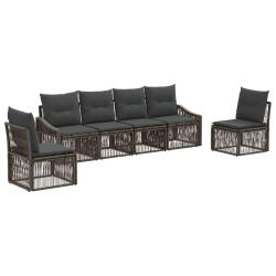 Ensemble de canap&eacute; de jardin 6 pcs Gris polyrotin